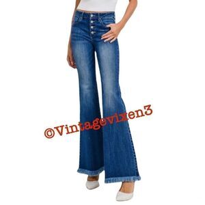 C’EST TOI Black Label mid rise button fly down wide flare jeans bell bottom 5 26